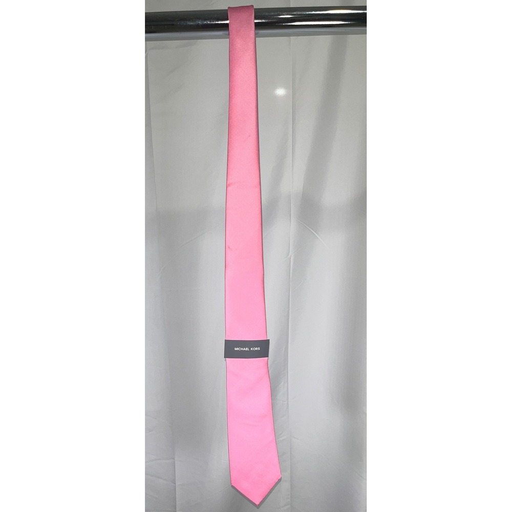 Michael Kors Pink Solid Necktie Satin Finish Formal Business Wedding One Size